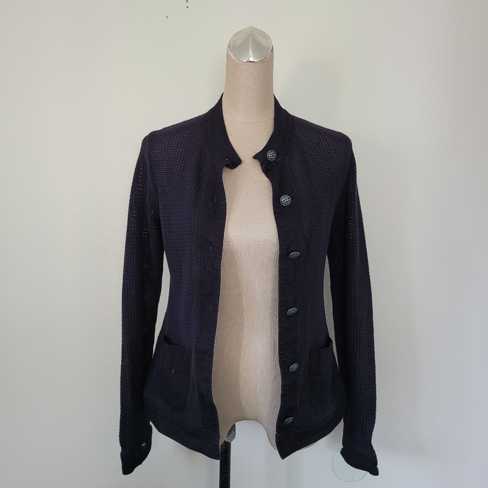 Damask black open knit jacket S